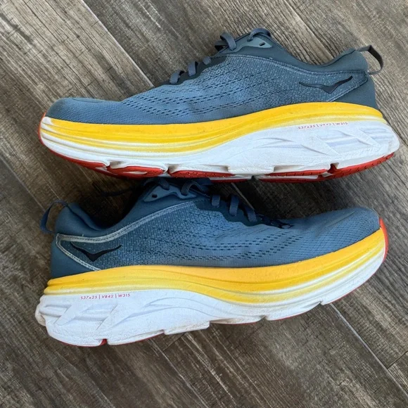 Hoka one one gray yellow 10.5 running sneakers - Picture 2 of 7